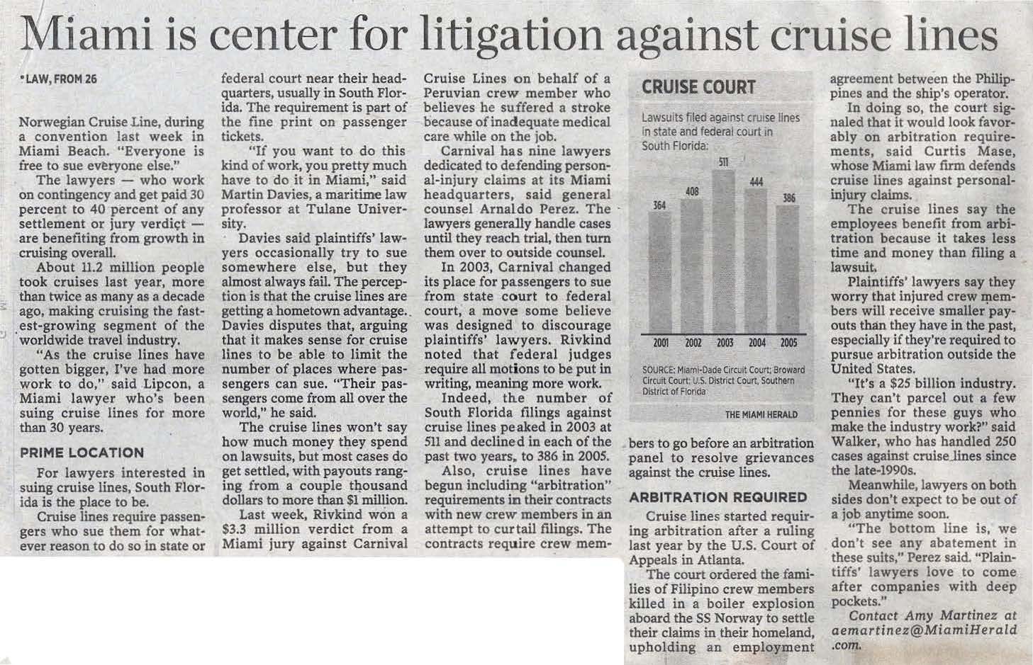 Lawsuits Against Cruise Lines 